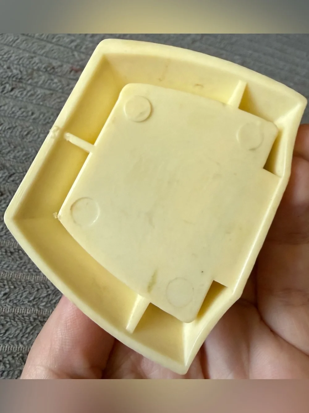 Vintage Art Deco Plastic With Love Cream and Teal Jewelry Ring Box Shell